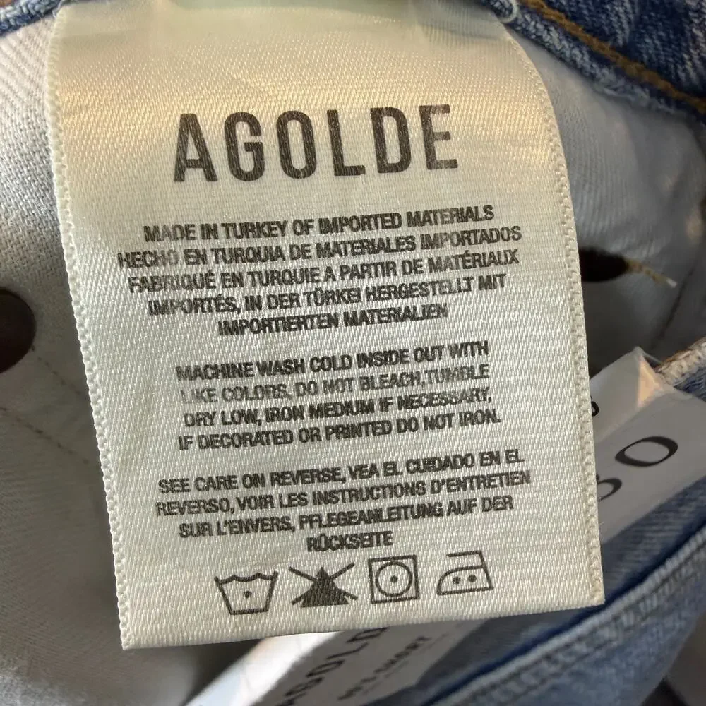 AGOLDE 90s Mid Rise Loose Denim Shorts Raw Hem Bermuda size 30 NWT